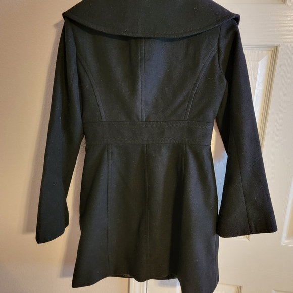 Jessica Simpson long dress coat with floral detailed collar lapel - Picture 5 of 8